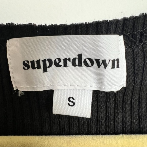 black ribbed button down midi bodycon scoop neck - Picture 4 of 4